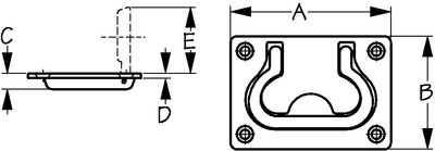 FLUSH HATCH PULL (SEA DOG) 3" 2 1/8" 5/16" 1/16" 1 1/4" #8 FH